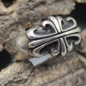 Sterling Silver Cross band Ring Gothic Cross or stylized cross size 12-1/2